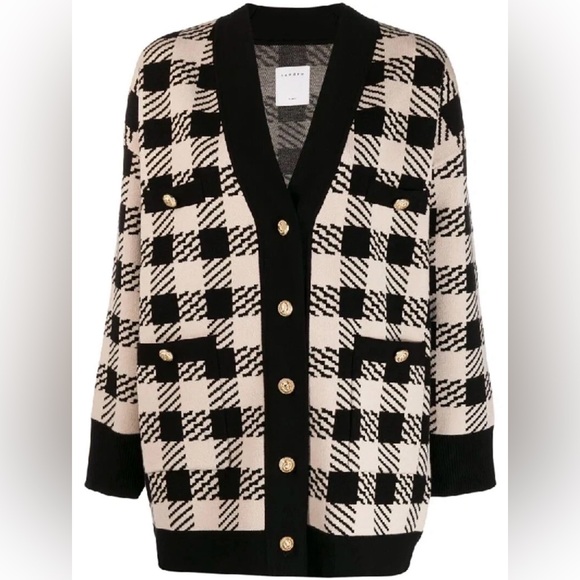 Sandro Black and Cream Checkered Blazer - Picture 3 of 9